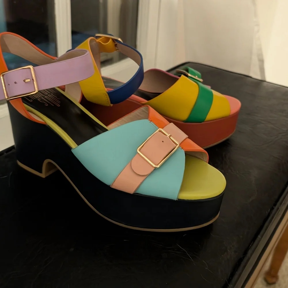 Charlotte Stone, Iconic "Rafi" Multicolor Strappy Platform Sandals - Picture 4 of 11